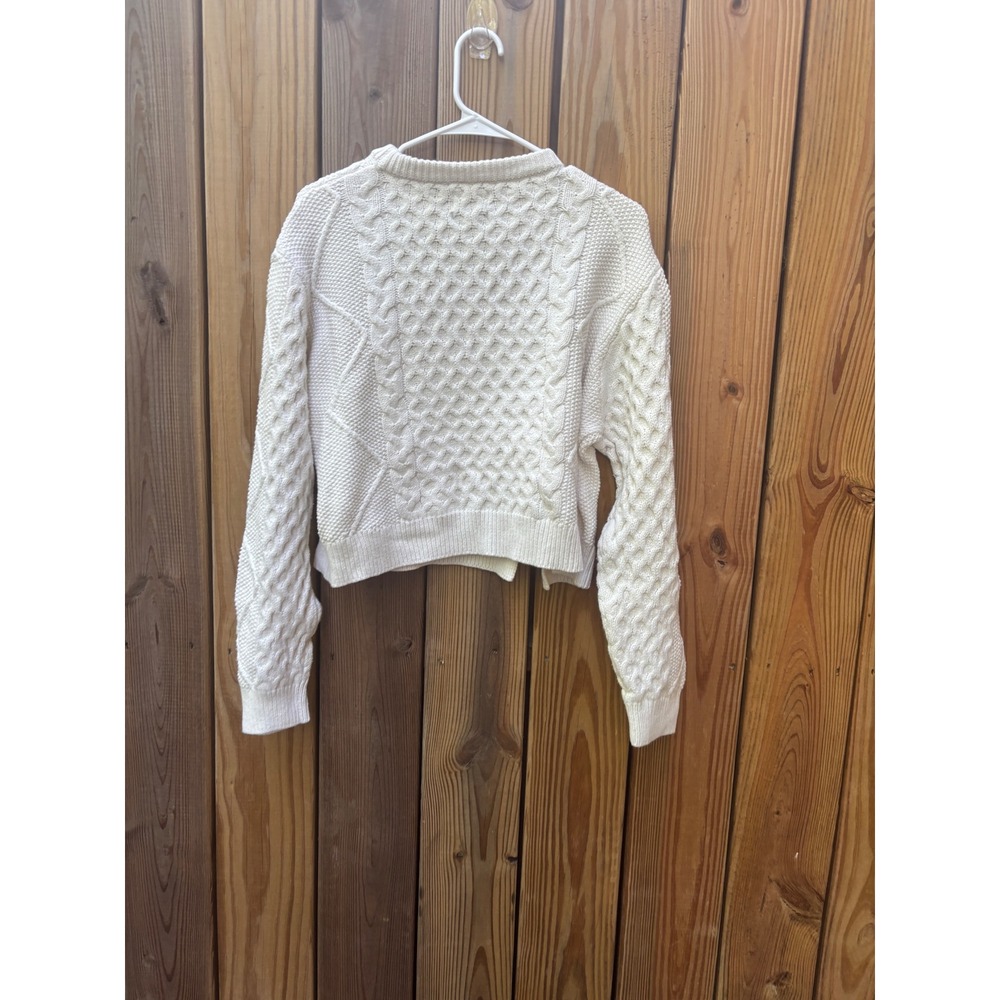 Future Collective Reese Blutstein Cream Cable Knit Cropped Sweater Womens Large - Picture 3 of 8